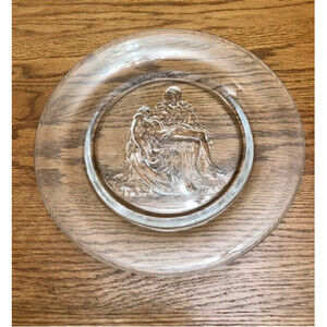 Michelangelo Pieta Crystal Platter Vintage